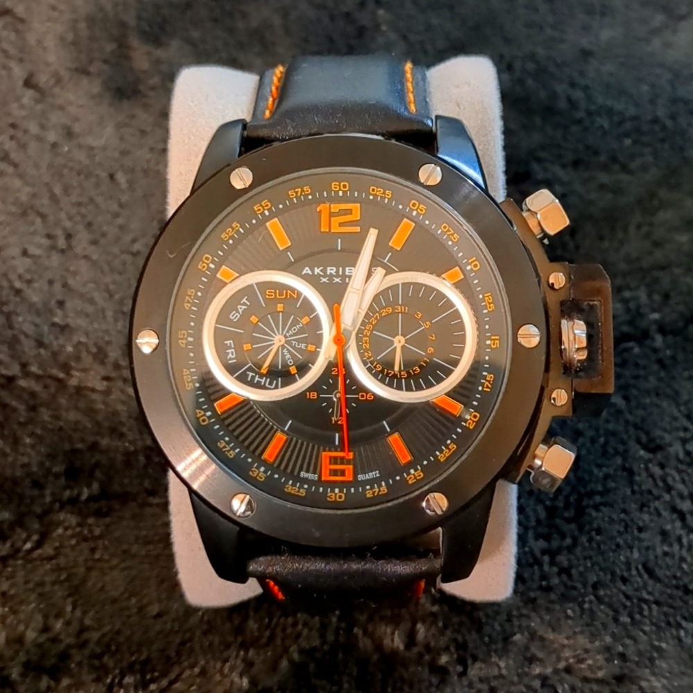 Akribos XXIV Men's Conqueror Multifunction Stainless Steel Swiss Quartz Watch